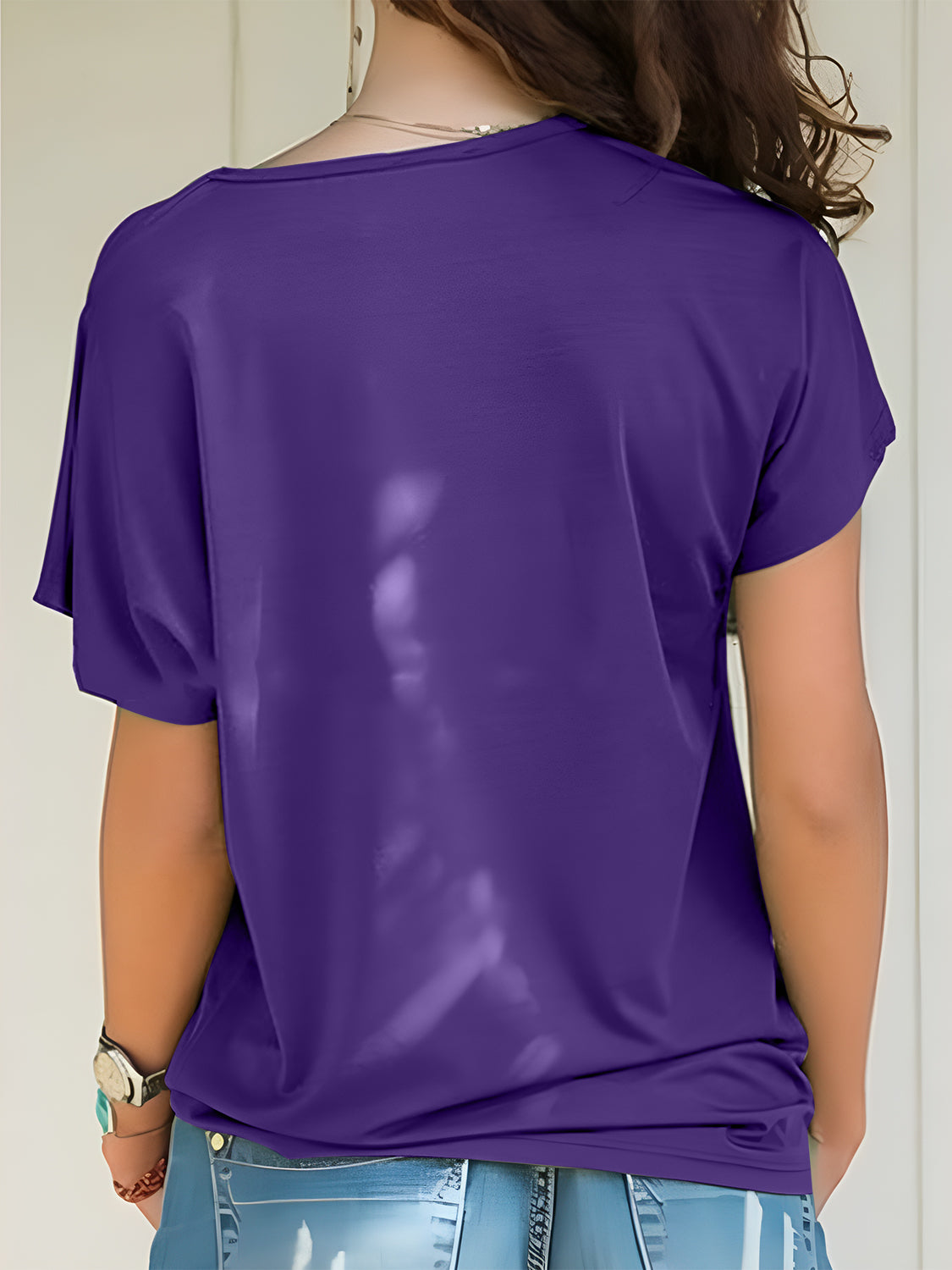 Asymmetrical Neck Short Sleeve T-Shirt